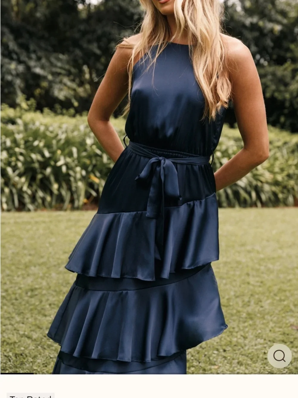 Petal & Pup Seychelle Dress - Navy Halter Tiered Midi Dress - Picture 5 of 5